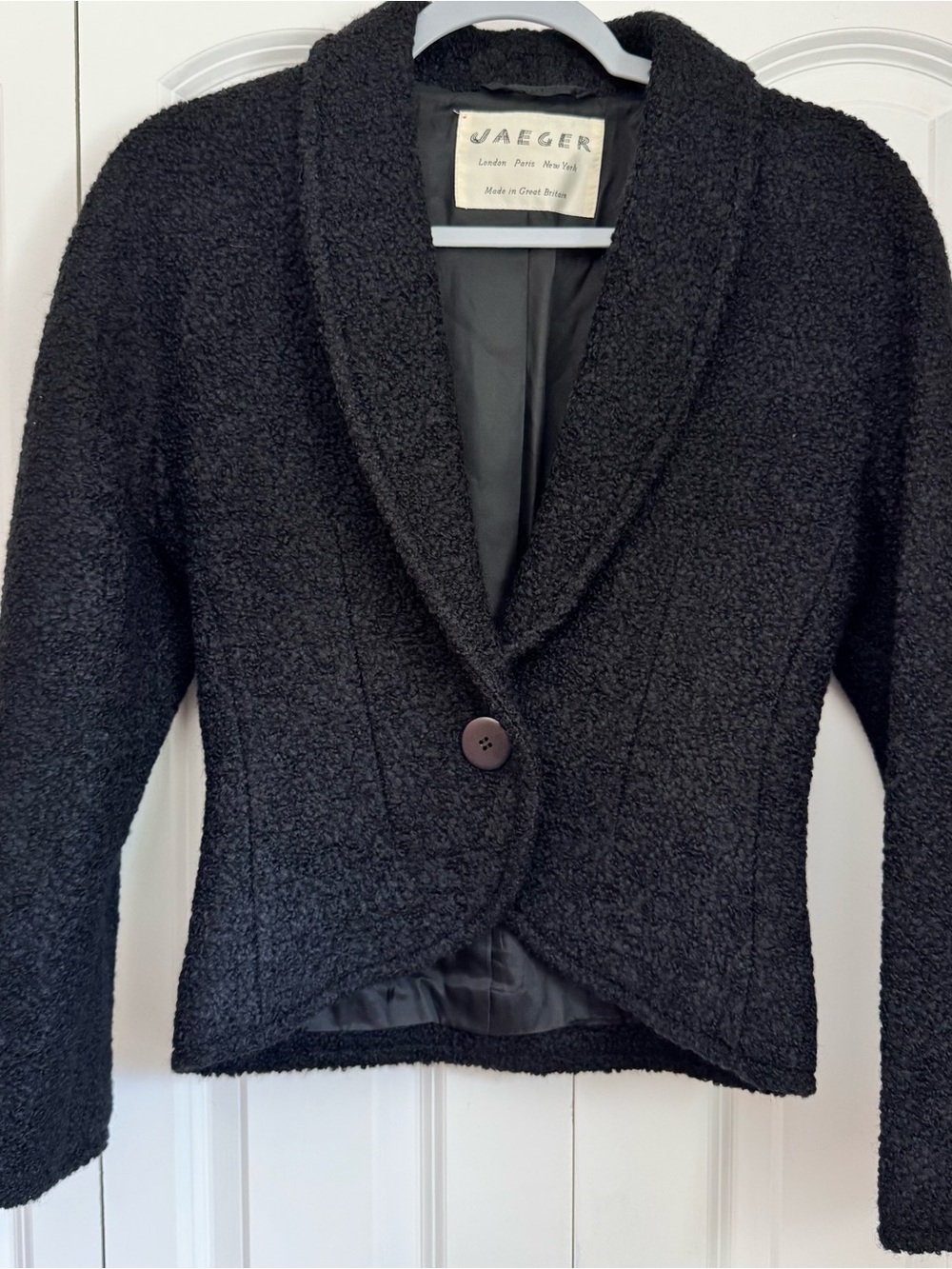 Vintage Black Bouclé Tailored Jacket
